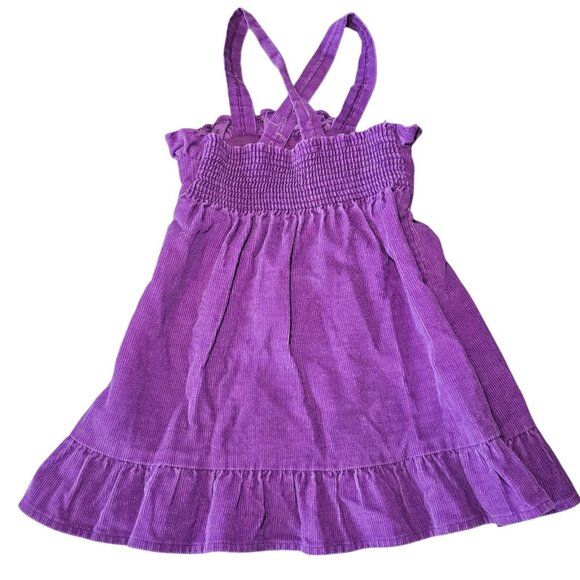 VTG 80s 90s Girls Purple Corduroy Overall Dress Ruffle Pinafore Sz 4/5 USA Made - Picture 2 of 9
